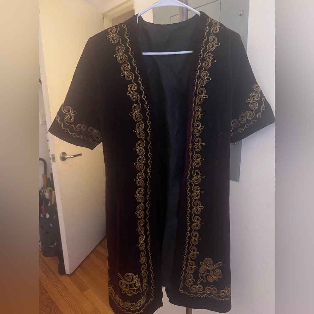 Handmade Velvet S/M E mbroidered Midi  Boho Statement Jacket  Central Asian